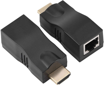 Dilwe HDMI to RJ45 Converter, 30M Lossless Single Cable Extender, 4k * 2k HDMI to RJ45 Conversion Adapter, Supports HDMI1.4 3D 1080P, Plug and Play, Stable Transmission