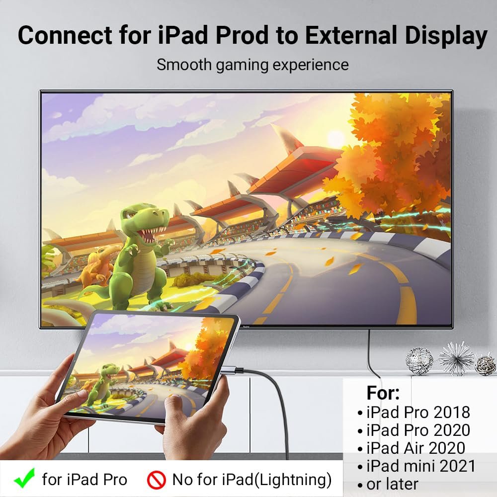 AHGEIIY 4K@60Hz USB C to HDMI Cable 2M, Type C to HDMI Adapter Nylon Braided Thunderbolt 4/3 to HDMI, HDMI to USB C for iPhone 16 Pro Max Plus, MacBook Pro Air iPad, Pro XPS, Galaxy S25 Steam Deck