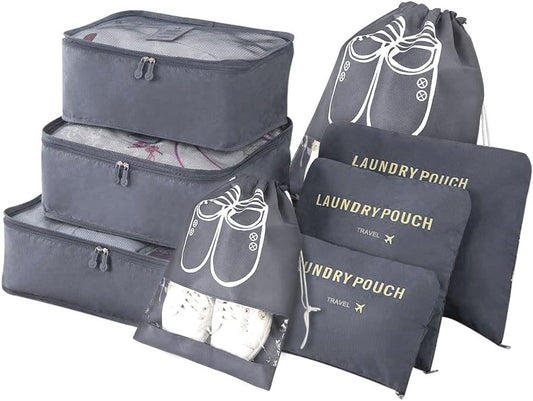 Vicloon Suitcase Organizer Set, 8 in 1 Suitcase Organizer, Travel Useful Accessories, Travel Bag for Clothes, Shoes, Cosmetics Classified Storage, Packing Cubes Organizer Travel Space-Saving
