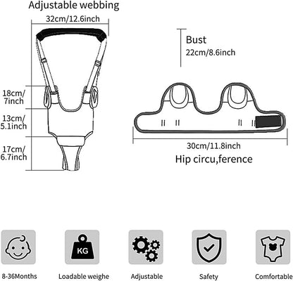 Baby Walking Harness, Adjustable Kids Walker Safety, 18.9 x 12.6 Inches Breathable Support Trainer, Children Walking Tool for Outdoor Stepper Strap, Stroller and Travel Use