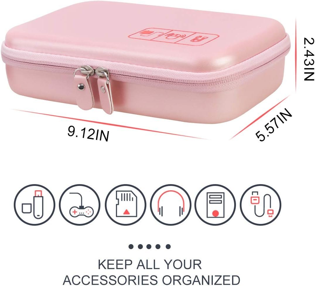 Canboc Portable Travel Case for MacBook Power Adapter, Apple Magic Mouse 2, Apple Pencil, USB Flash Disk, SD Card, iPhone ipad Chargers and Small Electronics Accessorie Cable Organizer Bag, Rose Gold
