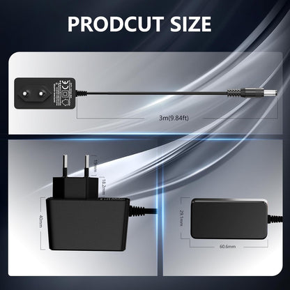 REIGY Power Adapter 12 V 1A 12 W for Cameras, LED Strips, Scanners, Vacuum Cleaners, Modem, AC 100-240 V 50/60 Hz to DC 12 V, Power Supply 5.5 mm x 2.1 mm, Output Cable Length 3 m