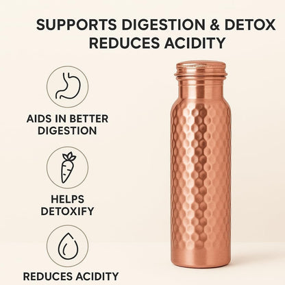 30 Oz Pure Copper Water Bottle for Drinking | Hammered Ayurvedic Vessel with Leak-Proof Lid, 100% Pure Copper Tumbler, Flask | Perfect for Hydration with Health Benefits, Unique Gifts