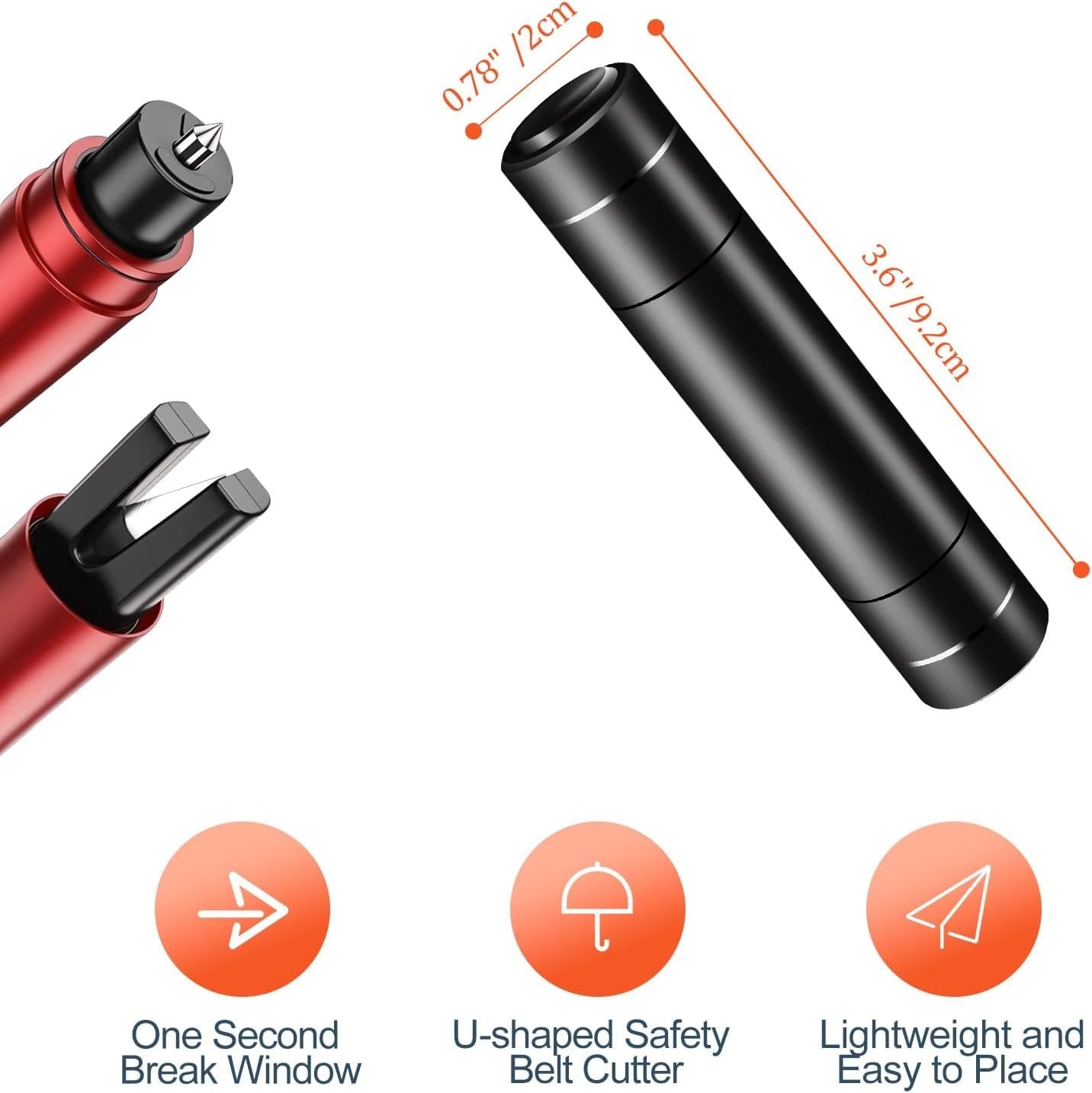 Car Window Breaker and Seatbelt Cutter 2 Pack, 2-in-1 Car Safety Hammer, Multifunctional Auto Glass Breaker, Portable Emergency Rescue Tool for Automotive Accidents