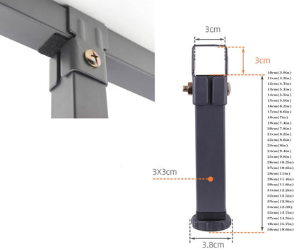 4 Pieces Adjustable Bed Legs, Adjustable Legs for Furniture Feet Bed for Slatted Base Legs Central Frame Bed Slats Support Legs for Sofa Bed Spare Parts (40 cm (15.7 inches), Grey, 3 x 3 cm