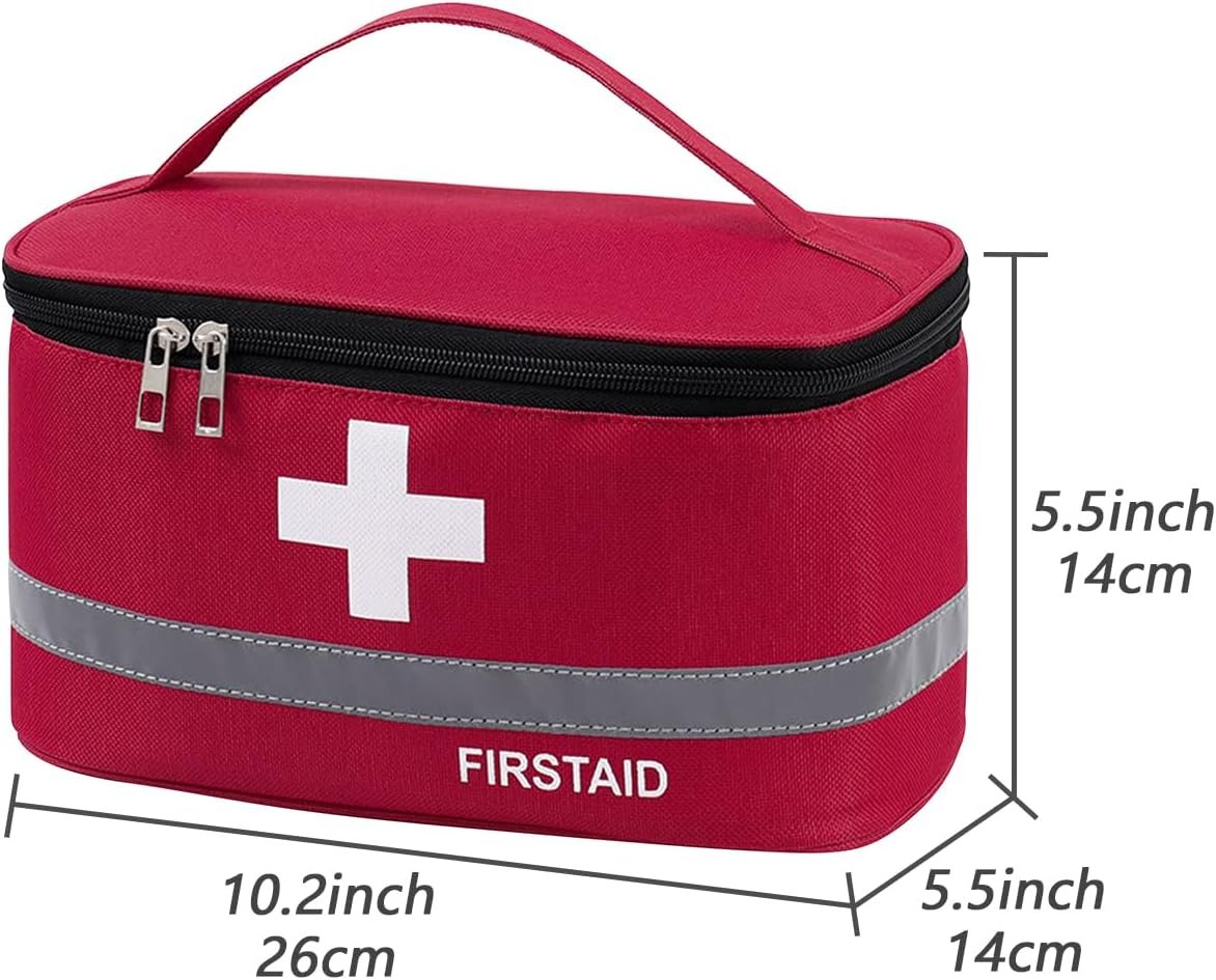 Dafape First Aid Empty Kit, Medical Kits Survival Trauma Bag for Emergency Travel Hiking Home Office Car Boat Outdoor Sports Camping Portable Rescue Zipper Pouch (Red)