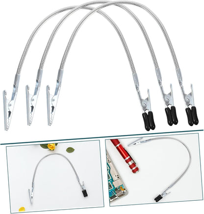JUMPLAWN 3pcs Alligator Clamps for Electronics Repair Flexible Design with Rubberized Coating for Enhanced Stability and Efficiency in Workspace Organization