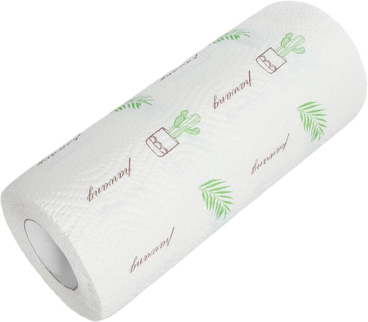 CLISPEED 1 Roll Printed Kitchen Paper Towels Absorbent Durable Oil Absorbing Design for Spill Cleanup Random