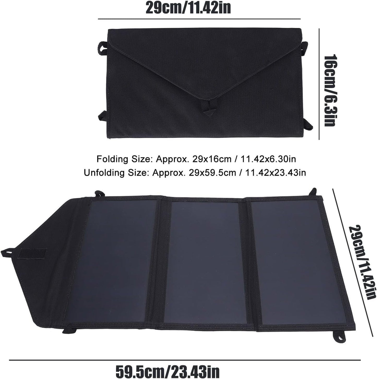 Solar Charger - Outdoor Solar Powered Charger | Tri-Fold Portable Solars Battery Generator Panel | 100w Double USB Laptop, Smartphone, Tablet Power Bank For Fishing, Hiking, Camping And Road Trip
