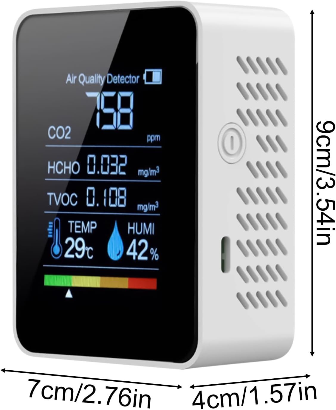 Air Quality Monitor, Portable Accurate Air Quality Measurement Device With Clear Display, CO₂ Detection For Home, Bedroom, Safety, Grow Tents, Indoor Testing, Health Monitoring