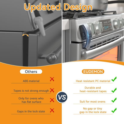 EUDEMON 1 Pack Updated Oven Front Lock,Childproof Oven Door Lock, Easy to Install & Use Durable and Heat-Resistant Material no Tools Need or Drill (Black)