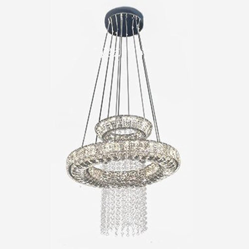 Chaner, Dimmable LED Chaners Modern Crystal Smart Lighting Compatible with Dining Room Kitchen Living Room Lamp Chaner Industriel(Color:50CM-2layer) (50cm2layer)