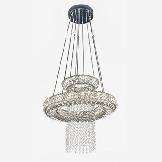 Chaner, Dimmable LED Chaners Modern Crystal Smart Lighting Compatible with Dining Room Kitchen Living Room Lamp Chaner Industriel(Color:50CM-2layer) (50cm2layer)