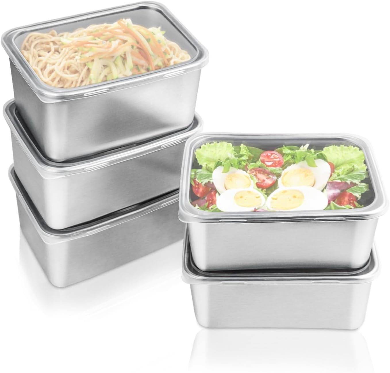 Betinyar 5Pcs Stainless Steel Food Containers with Lids, Reusable Containers For Snacks, Food Storage Containers setsstorage box for Office