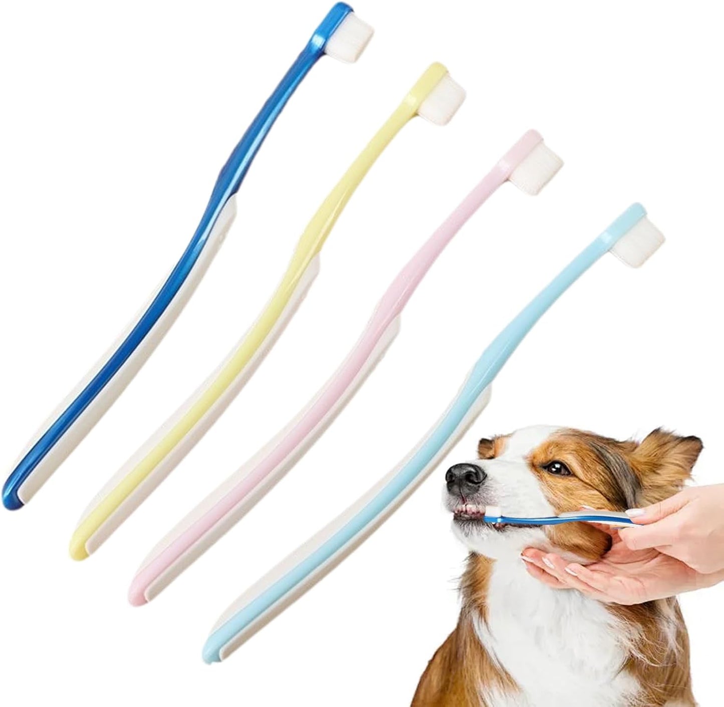 Toothbrush for Cats, 4X Cat Toothbrush Kit, Wide Head Soft Bristles, Teeth Brushing Kit, Pet Oral Care Supply for Cleaning, Home and Travel, 6.1x0.59 inches