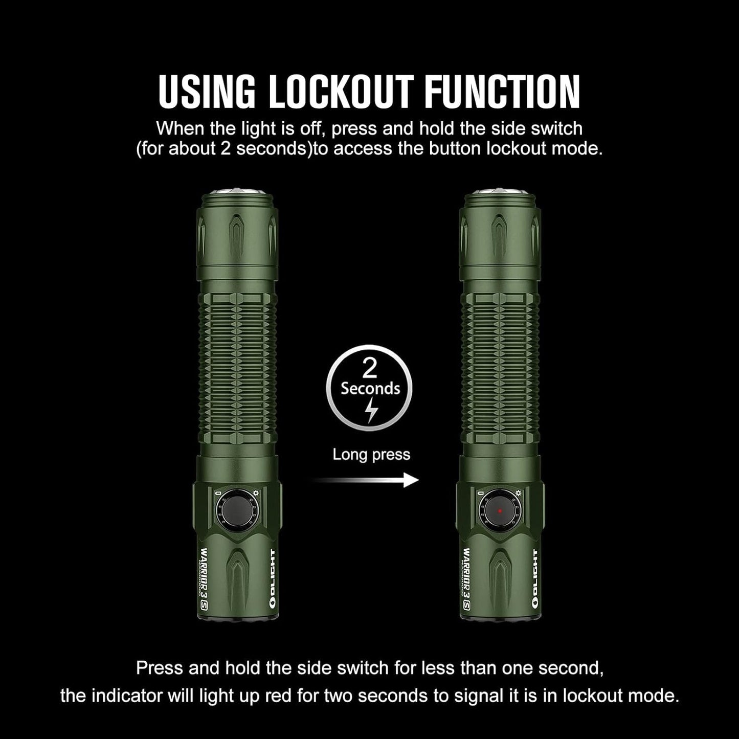 OLIGHT Warrior 3S Tactical Rechargeable Flashlight, 2300 Lumens Bright LED Flashlights with 6 Output Settings, Ideal for Hiking, Rescue, Law Enforcement (OD Green)