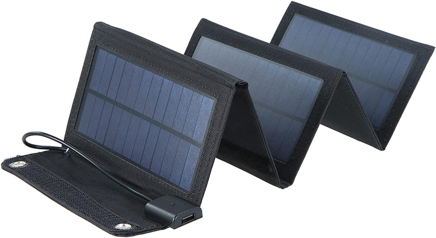 Solar Panel, 20W Solar Charger Foldable Solar Panel with USB Ports Waterproof Camping Travel Black