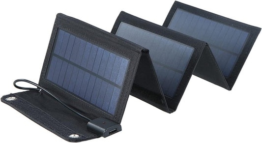 Solar Panel, 20W Solar Charger Foldable Solar Panel with USB Ports Waterproof Camping Travel Black