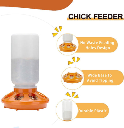 Chicken Feeder and Waterer Kit - 1L Chicken Feeder and 1.5L Chicken Waterer | Chicken Feeder and Hanging Chicken Waterer | Duck Feeder, Quail Feeder, Chicken Starter Kit
