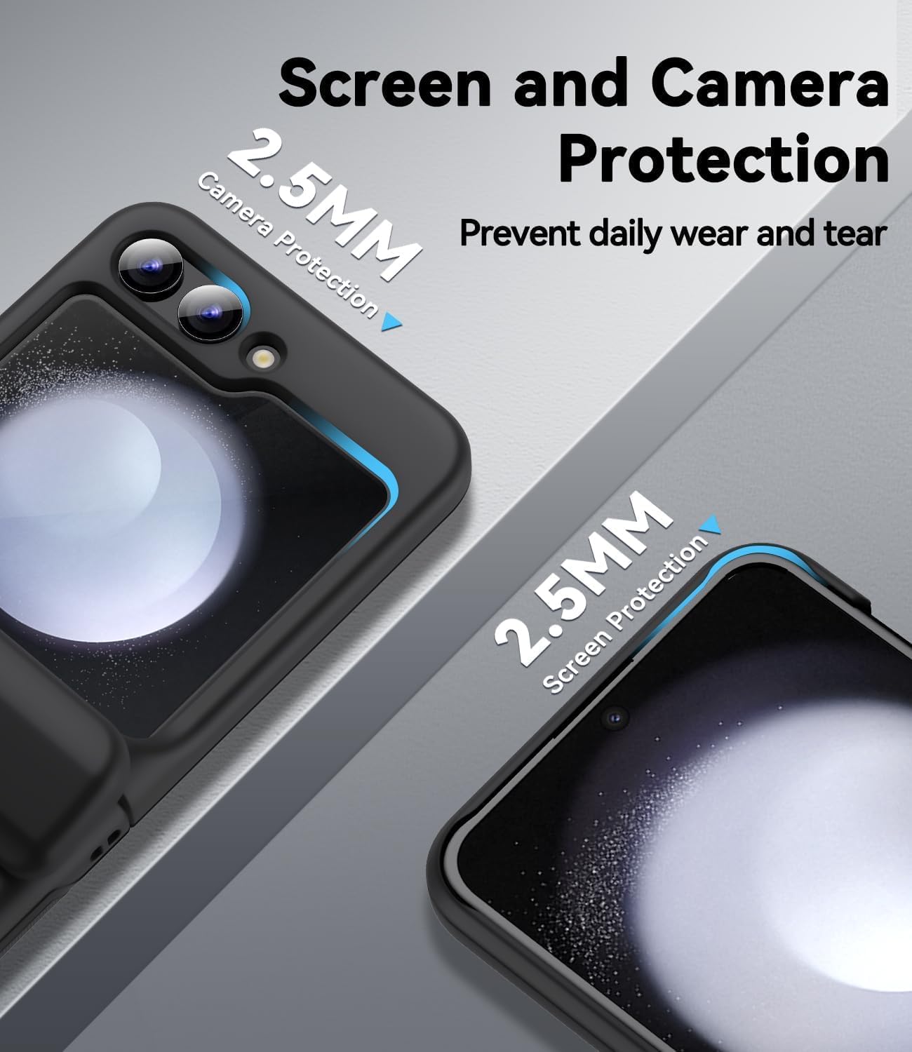 RUNGOS for Samsung Z Flip 6 Case with Hidden Card Holder [Automatic Folding Hinge Protection] [1-2 Card Slot] Skin Feel for Samsung Galaxy Z Flip 6 Case, 10Ft Drop Tested Full Body Protection Cover