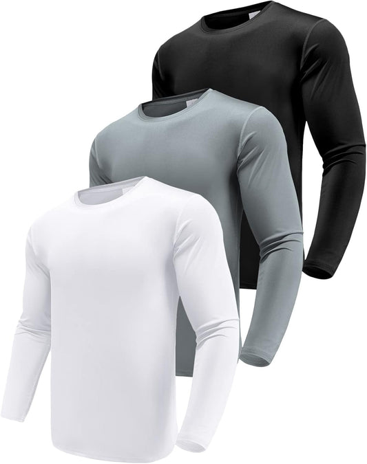Boyzn Men's 1, 3 or 5 Pack Performance Long Sleeve T-Shirts, UPF 50+ Sun Protection Shirts, Athletic Gym T Shirts for Running
