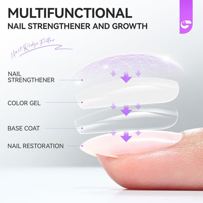 Gelike ec Nail Growth Hardener - Repair for Damaged Thin Nails and Brittle Nails Fillers as a Varnish Base, White