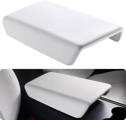 BASENOR Tesla Model 3 Model Y Center Console Cover TPE Armrest Cover Center Console Protector Armrest Cushion Pad 2017-2024 Tesla Interior Accessories White