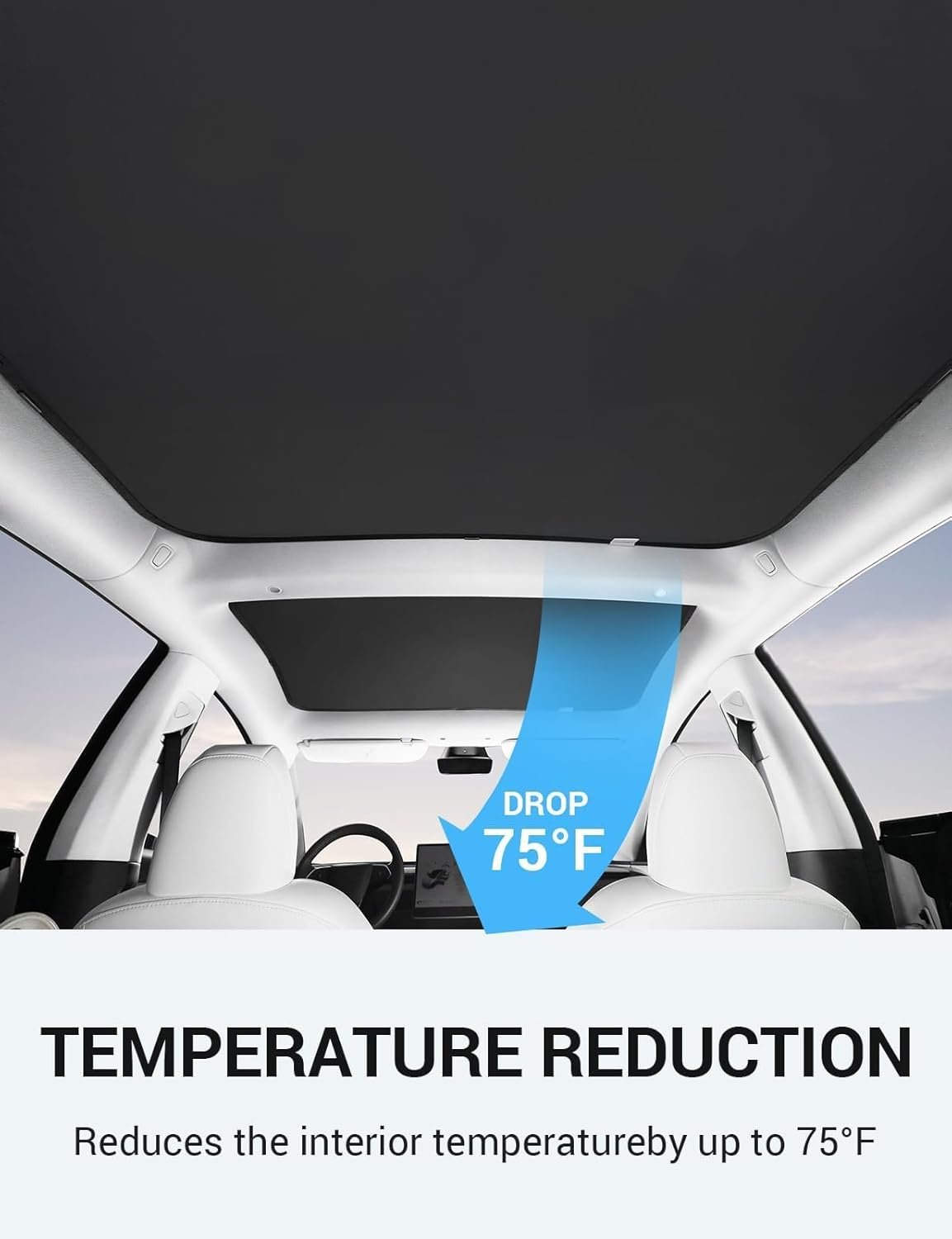 BASENOR Tesla Model 3 Sunshade Front & Rear Glass Roof Sun Shades with Storage Bag Sunshade Blocking Heat Cover for 2017-2020 Model 3 Interior Accessories Black