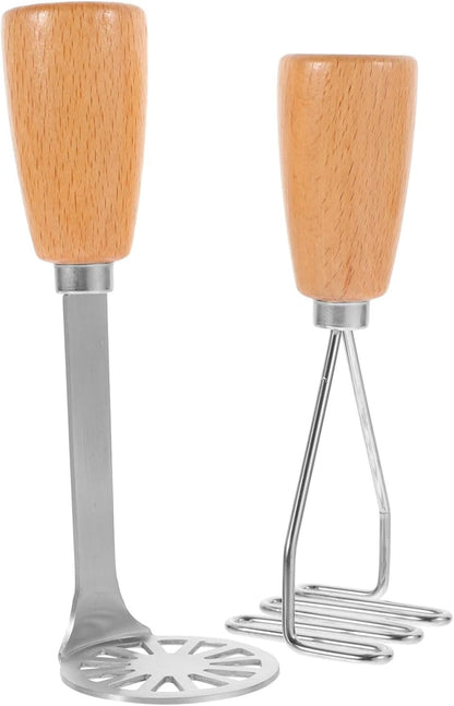 PRETYZOOM 3 Sets Potato Crusher Food Crusher Heavy Starch Hot Pie Mashed Kitchen Gadget Kitchen Gadget Portable Masher Wood Vegetable Masher 2 Pieces * 3