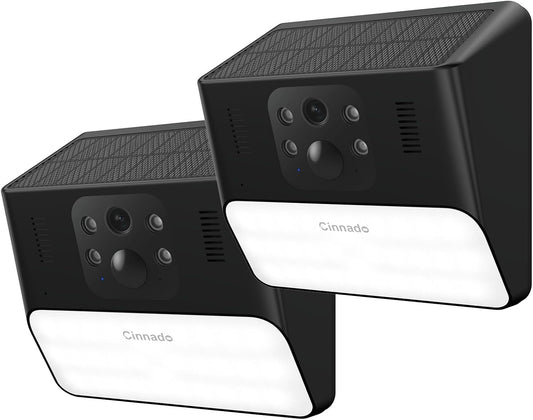 Outdoor Camera Wireless-2.4G 2K Solar Wall Light Cameras for Home Security with AI Motion Detection, Waterproof,Motion Activated Light, Siren Alarm Cloud/SD Storage, S2 (2.4G S2-Black-2Pack)