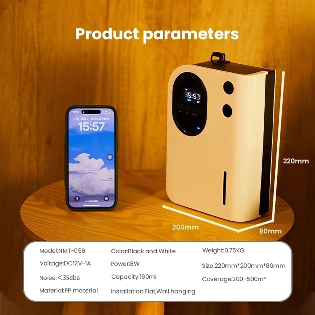 Intelligent Timed Bluetooth Diffuser, Cold Mist Humidifier, Aromatherapy Machine, Air Freshener, Bluetooth Control Can Be Timed, Covering 300-400㎡, Suitable for Home, Yoga, Office, SPA, Bedroom