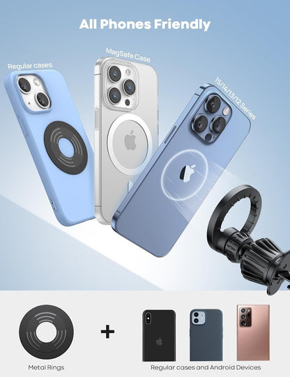 Lamicall 2Packs Magnetic Phone Holder Car,Air Vent Cell Phone Holder Clip, MagSafe Accessories for iPhone 16 15 Pro Max Plus 14 13 12 Mini & All Phones