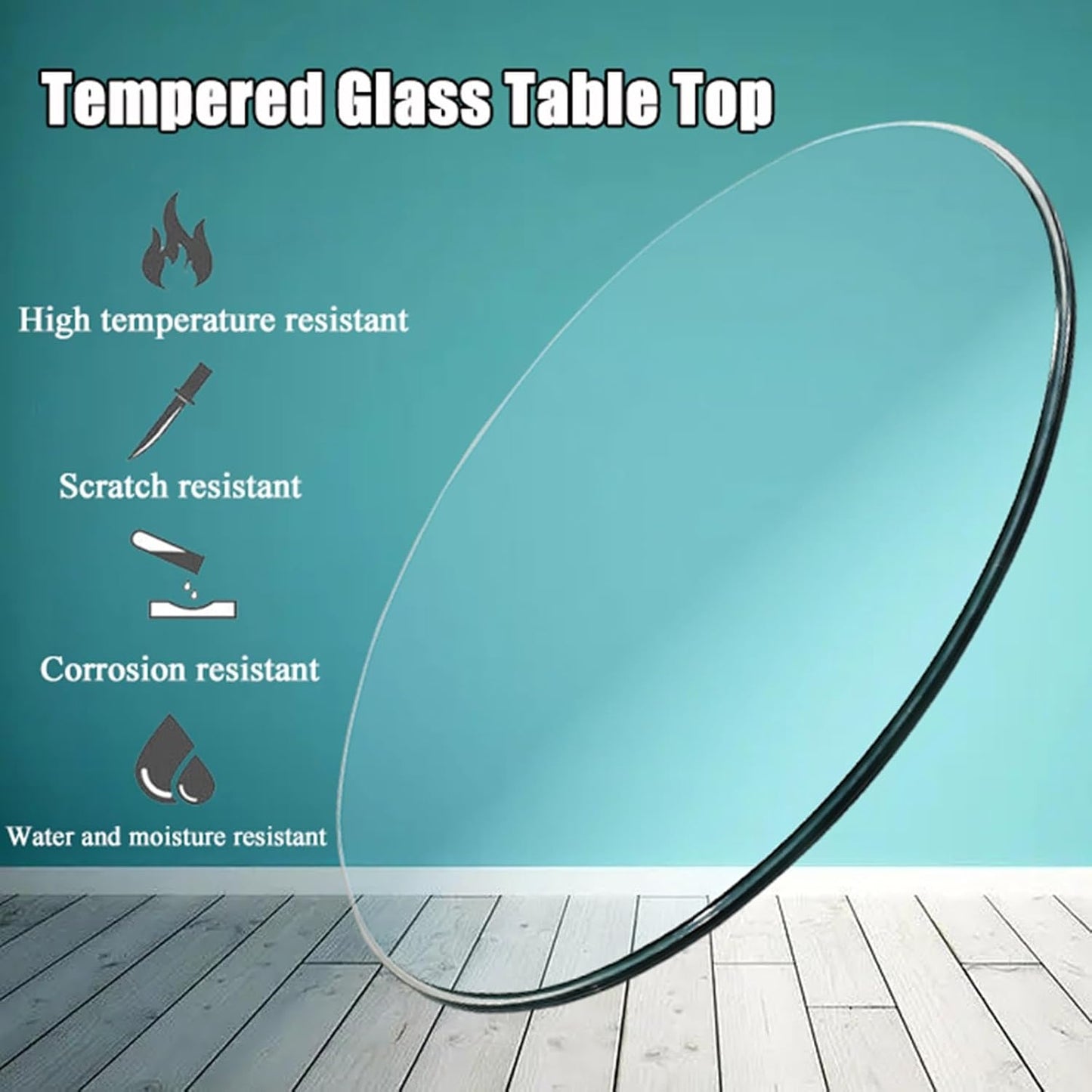Trasparente Round Table Surface, Glass Table Tops 60-70 cm, DIY Circular Glass, Heavy-Duty Table Cover, Stylish Home Decor, Durevole Crystal Tabletop for Dining Gold Coffee Tavoli