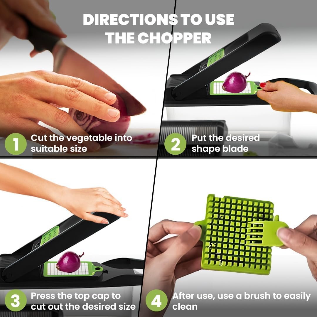 14-in-1 Vegetable Chopper, Mandoline Slicer and Food Processor - Kitchen Essentials for Effortless Food Prep - Includes Salad Spinner, Cheese Grater, Onion Chopper, French Fry Cutter, and More