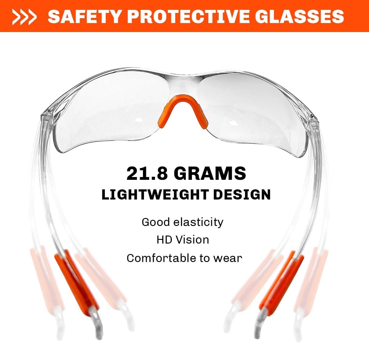 12 Packs Orange Safety Glasses for Men and Women - Clear Working Glasses and Goggles for Ultimate Eye Protection