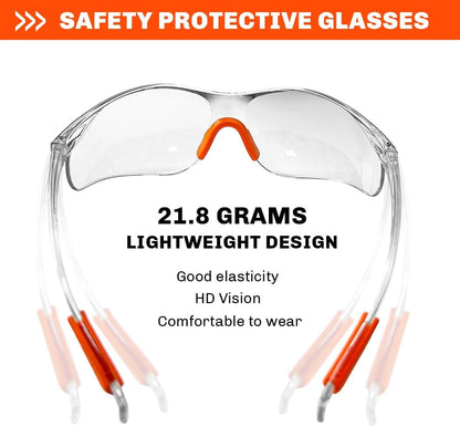 12 Packs Orange Safety Glasses for Men and Women - Clear Working Glasses and Goggles for Ultimate Eye Protection