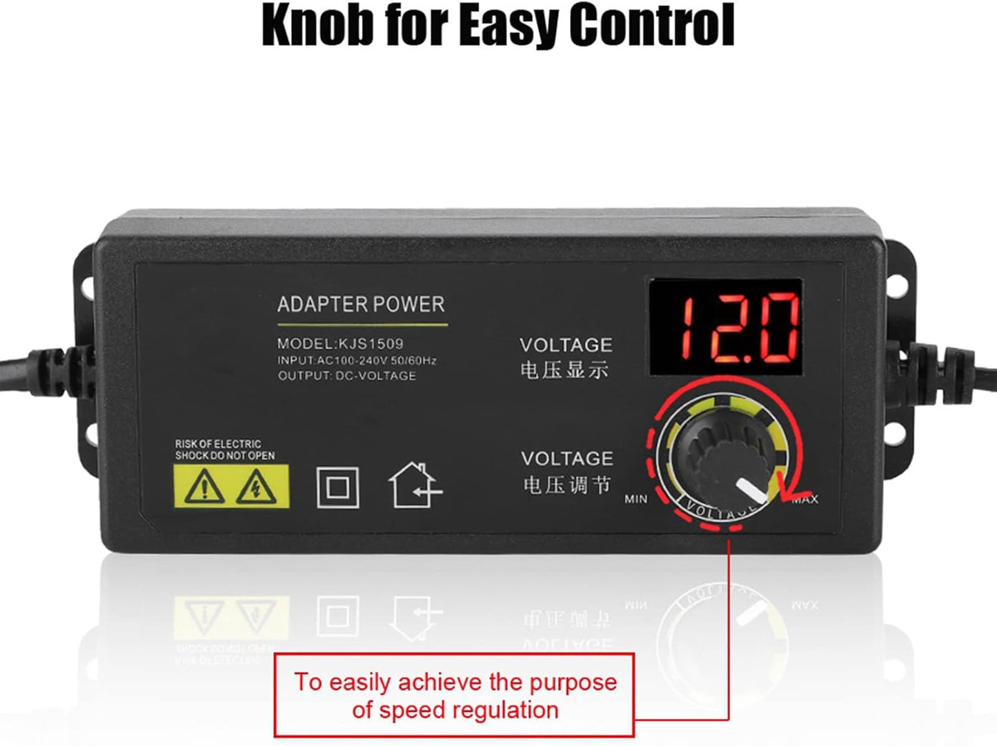 Adjustable Power Adapter, 3-12 V 60 W 5 A Non-Interference Power Adapter, Universal Adjustable Power Adapter, for Home Electronics and Devices