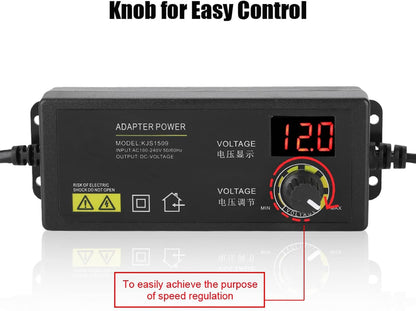 Adjustable Power Adapter, 3-12 V 60 W 5 A Non-Interference Power Adapter, Universal Adjustable Power Adapter, for Home Electronics and Devices