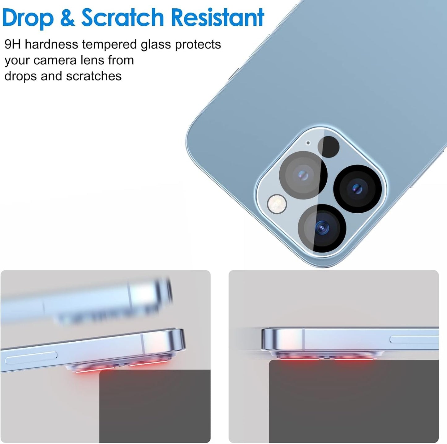 JETech Camera Lens Protector for iPhone 13 Pro Max 6.7-Inch and iPhone 13 Pro 6.1-Inch, 9H Tempered Glass, HD Clear, Anti-Scratch, Case Friendly, Does Not Affect Night Shots, 3-Pack