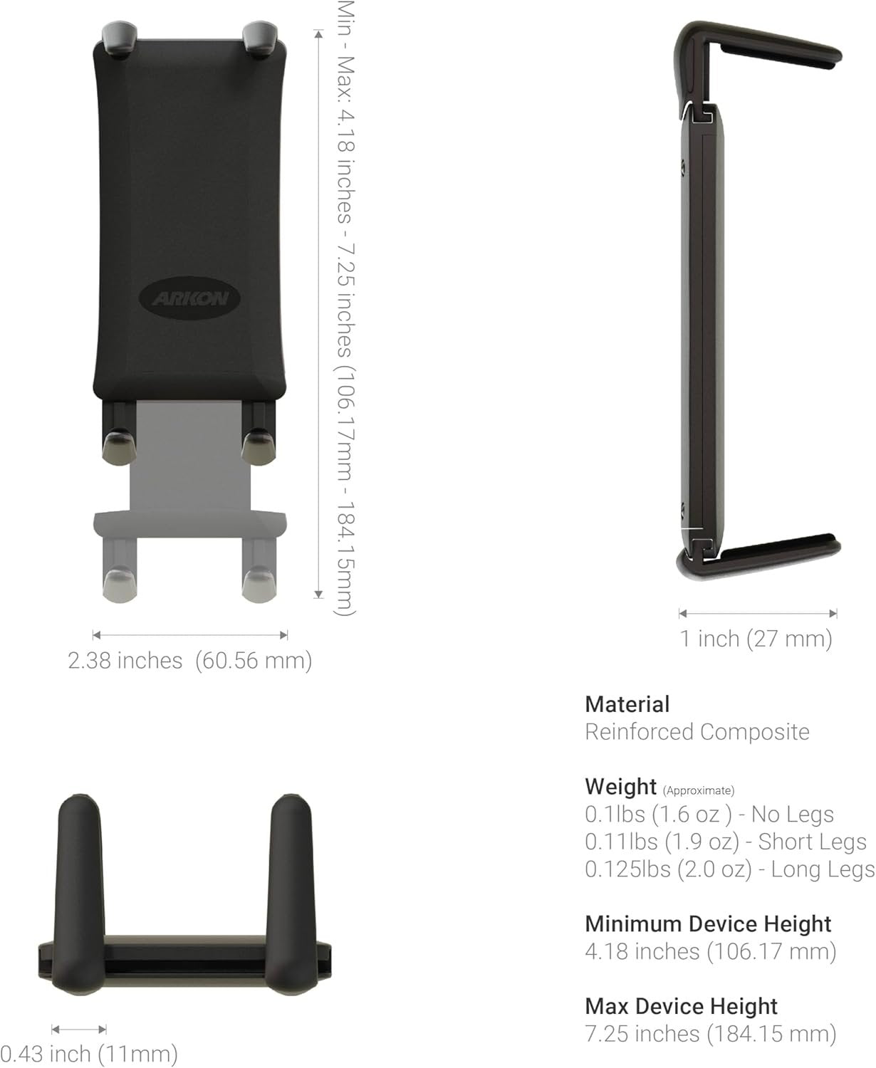 ARKON Slim-Grip Ultra 1" Multiangle Adhesive or Screw Dashboard or Console Mount (SM628)