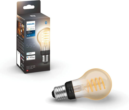 Philips Hue White Ambiance Filament Single Smart LED Bulb [E27 Edison Screw] - 550 Lumens. Compatible with Alexa, Google Assistant and Apple Homekit