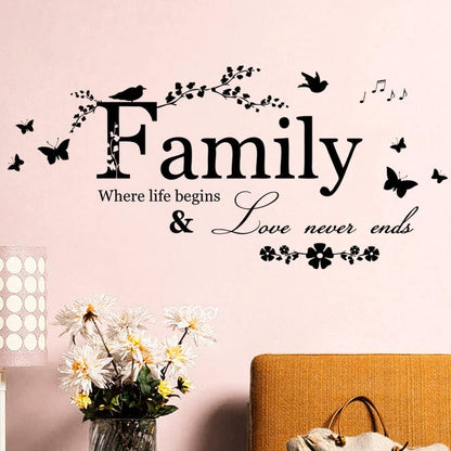 Blinggo Family Letter Quote Removable Vinyl Decal Art Mural Home Decor Wall Stickers