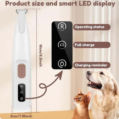 Saffory Dog Trimmer, Saffory Electric Dog Trimmer, Pet Micro Precision Trimmer, Dog Paw Trimmer for Grooming, Low Noise Dog Clippers, Rechargeable Pet Paw Trimmers with Led Light (White)