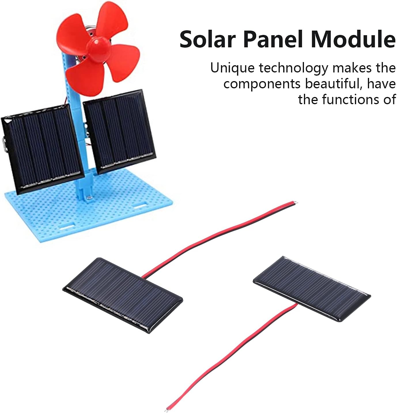2 Pcs Small Solar Panels, 5V 0.3W 60MA 68x36mm, Micro Mini Polycrystalline Cells for Light, Phone Charger, Flashlight