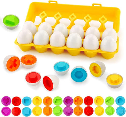 JoyGrow Matching Eggs Toddler Toys, 2.67x2 inch Eggs Color Matching Eggs Set Shape Recognition Learning Educational Toys for Kids Boy Girls (12PCS)