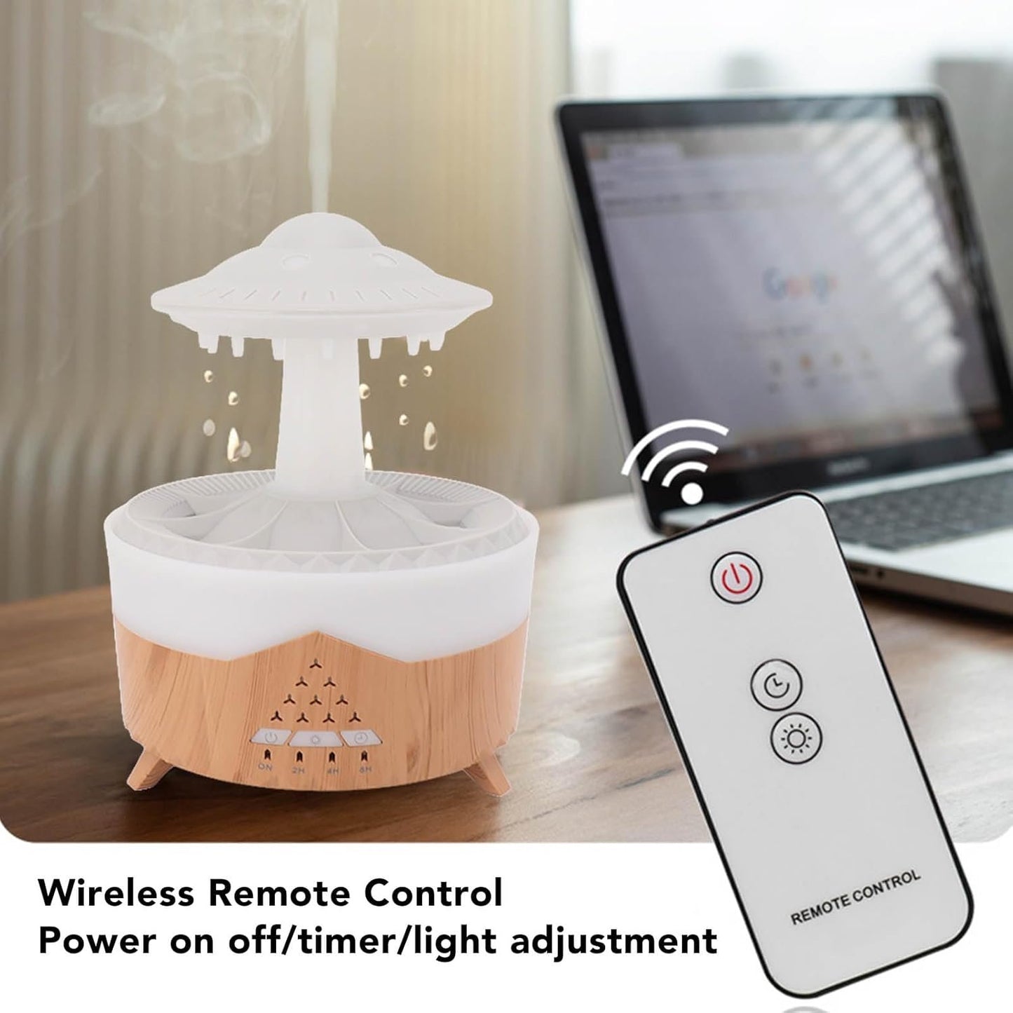 Fockety Rain Cloud Humidifier Water Drip, 3 in 1 350ml Rain Cloud Diffuser with Remote Control & Timer, Aromatherapy Essential Oil Diffuser, Raining Cloud Night Light, Rain Drop
