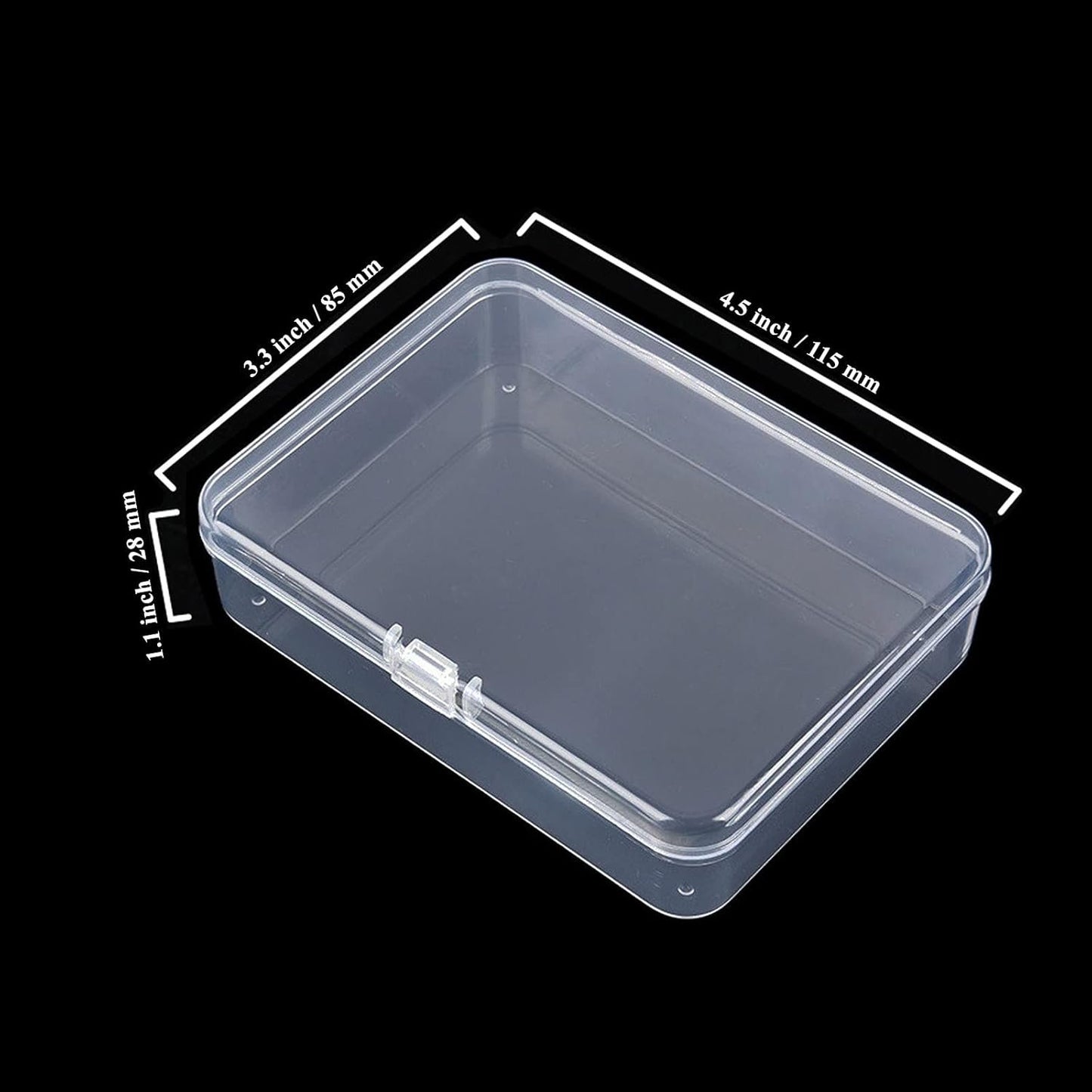 Thintinick 8-Pack Rectangular Plastic Storage Containers Box with Hinged Lid for Beads and Crafts, 4.5 x 3.3 x 1.1 inch / 115 x 85 x 28 mm (Translucent)