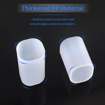 2 pcs Makeup Brush Holder,Multipurpose Makeup Brush Case Organizer, Clear Pen Cups Plastic Pencil Holder for Desk Accessories,Cosmetics Brushes Organizer for Home & School & Office