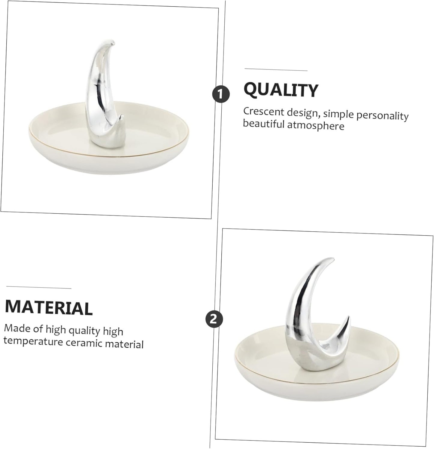 CALLARON 1 Piece Ceramic Jewelry Tray Organizer Shape for Jewelry and Cosmetics Decorative Tray Ceramic Easy to Clean Nordic Design for Home and Office