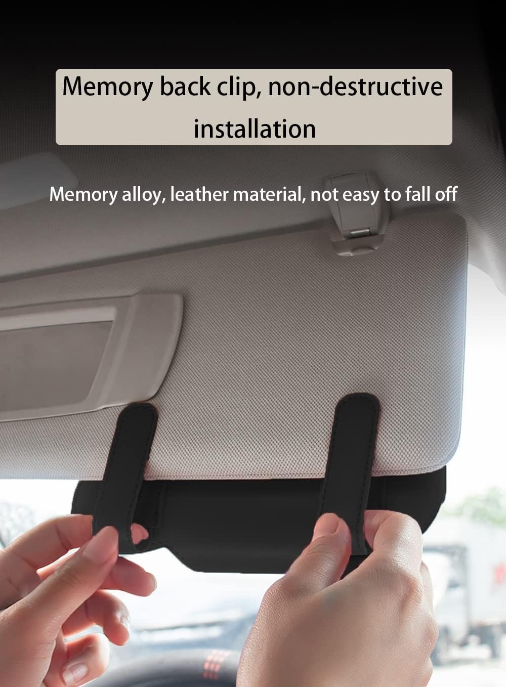 HABONG Leather Car Glasses Holder, Car Visor Leather Glasses Case with Magnetic Clip, Car Interior Visor Accessories, Visor Accessories Glasses Holder Glasses Organizer (Beige)